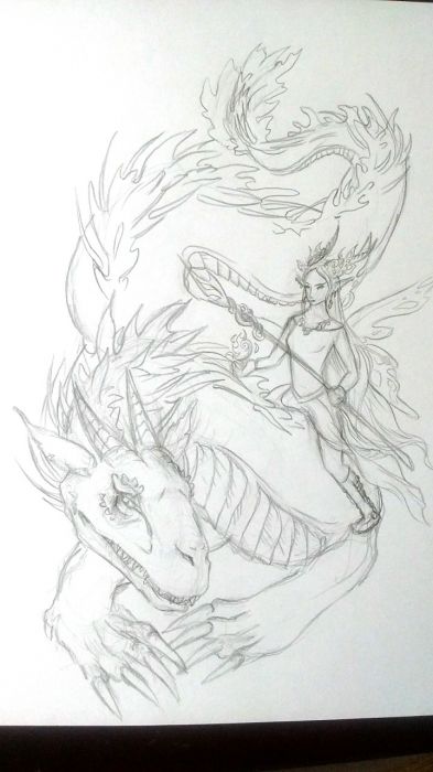 Dark Elf and a Dragon by SpringDragon